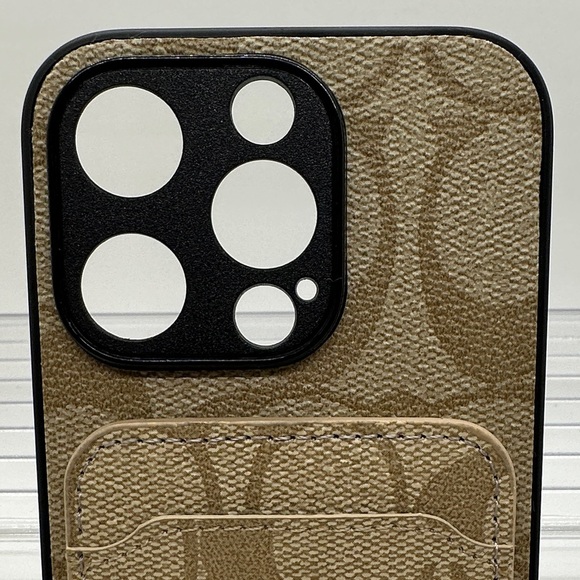 Coach Brown Phone Case with Card Slot for IPhone 15 pro. - Picture 3 of 4